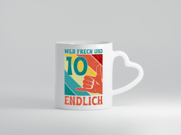 10. Geburtstag | 10 Jahre | Wild und Frech - Herzhenkel Tasse - Kaffeetasse / Geschenk / Familie