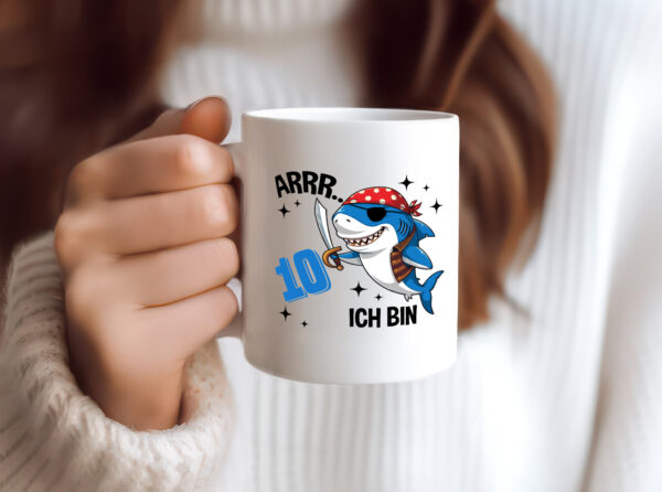 10. Geburtstag | 10 Jahre Arr Pirat | Hai | Piraten - Tasse Weiss - Kaffeetasse / Geschenk / Familie