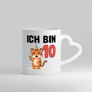 10. Geburtstag | 10 Jahre | Tiger | Geburtstag - Herzhenkel Tasse - Kaffeetasse / Geschenk / Familie