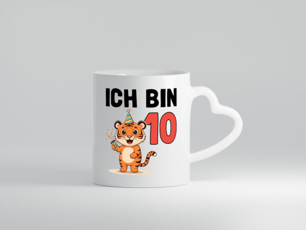 10. Geburtstag | 10 Jahre | Tiger | Geburtstag - Herzhenkel Tasse - Kaffeetasse / Geschenk / Familie