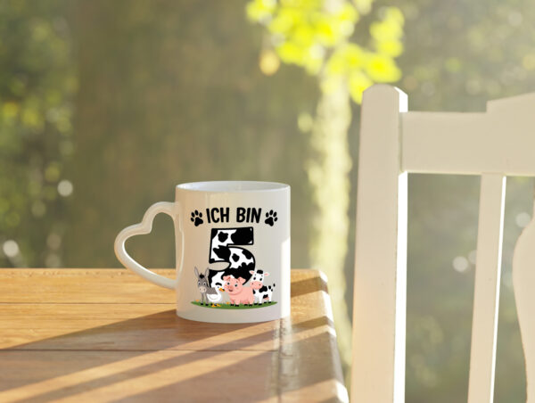 5 Geburtstag | 5 Jahre | Farmer Kind - Herzhenkel Tasse - Kaffeetasse / Geschenk / Familie