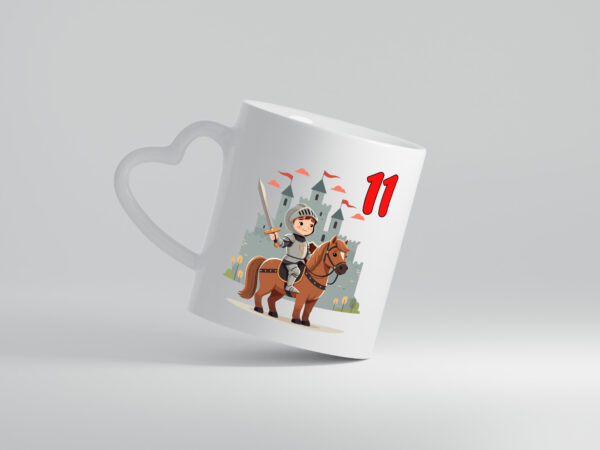 11. Geburtstag | 11 Jahre | Ritter | Junge | Schloss - Herzhenkel Tasse - Kaffeetasse / Geschenk / Familie