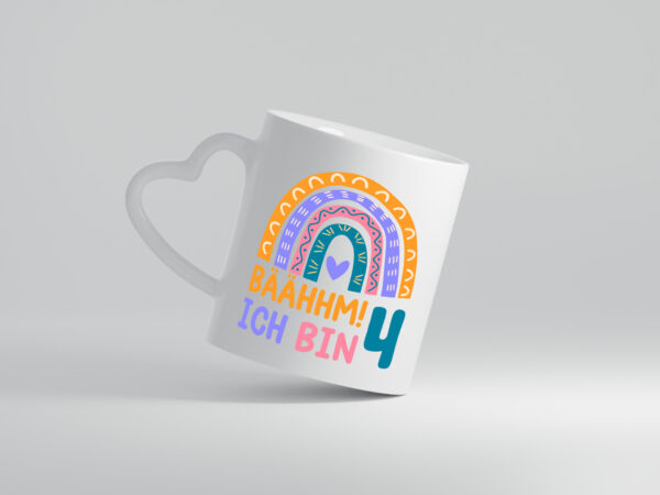 4. Geburtstag | 4 Jahre | Regenbogen | Bääm | Mädchen - Herzhenkel Tasse - Kaffeetasse / Geschenk / Familie