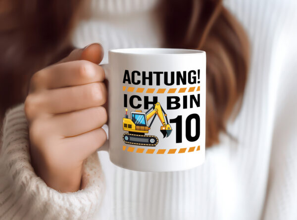 10 Geburtstag Ich bin 10 | Bagger | Bagger Junge - Tasse Weiss - Kaffeetasse / Geschenk / Familie