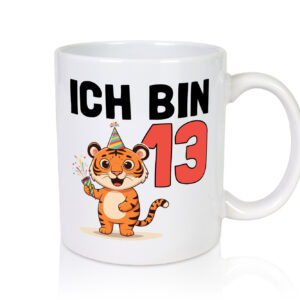 13. Geburtstag | 13 Jahre | Tiger | Geburtstag - Tasse Weiss - Kaffeetasse / Geschenk / Familie