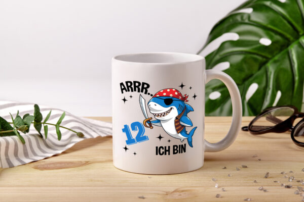 12. Geburtstag | 12 Jahre Arr Pirat | Hai | Piraten - Tasse Weiss - Kaffeetasse / Geschenk / Familie