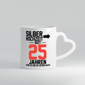 25. Hochzeitstag | Ehemann | Silberhochzeit - Herzhenkel Tasse - Kaffeetasse / Geschenk / Familie