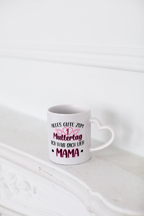 1. Muttertag, hab dich lieb, Mama | Herz | Flügel - Herzhenkel Tasse - Kaffeetasse / Geschenk / Familie