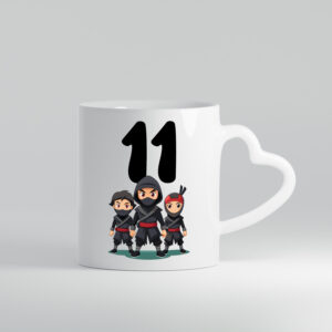 11. Geburtstag | 11 Jahre | Ninja - Herzhenkel Tasse - Kaffeetasse / Geschenk / Familie