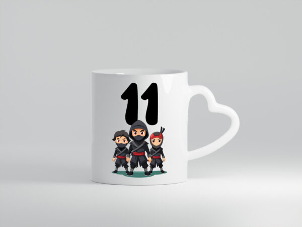 11. Geburtstag | 11 Jahre | Ninja - Herzhenkel Tasse - Kaffeetasse / Geschenk / Familie