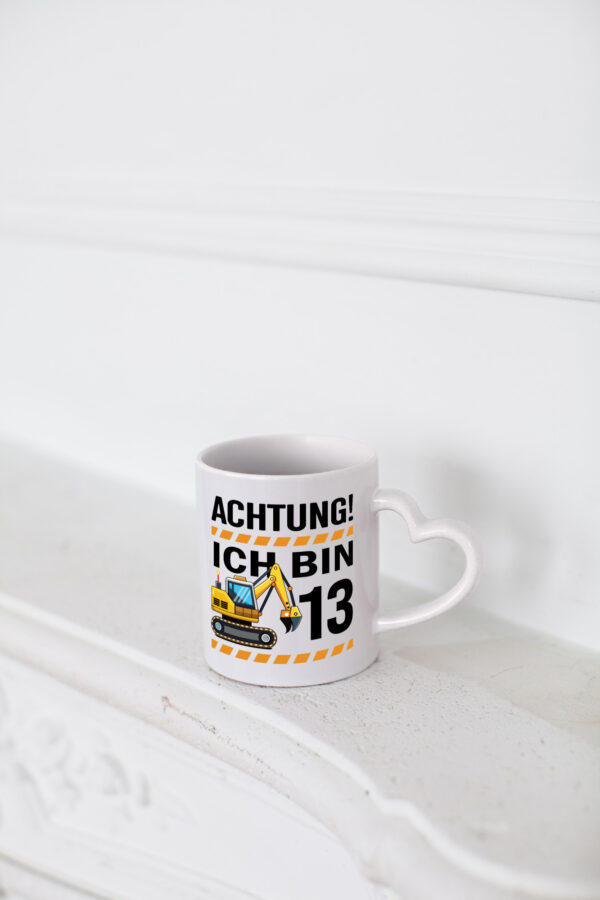 13 Geburtstag Ich bin 13 | Bagger | Bagger Junge - Herzhenkel Tasse - Kaffeetasse / Geschenk / Familie