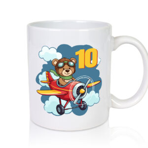 10. Geburtstag | 10 Jahre | Kinder Pilot | Flugzeug - Tasse Weiss - Kaffeetasse / Geschenk / Familie