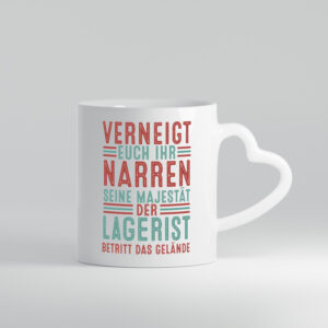 Verneigt euch: Lagerist | Lageristen | Lager Arbeiter - Herzhenkel Tasse - Kaffeetasse / Geschenk / Familie