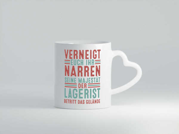 Verneigt euch: Lagerist | Lageristen | Lager Arbeiter - Herzhenkel Tasse - Kaffeetasse / Geschenk / Familie