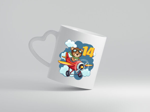 14. Geburtstag | 14 Jahre | Kinder Pilot | Flugzeug - Herzhenkel Tasse - Kaffeetasse / Geschenk / Familie