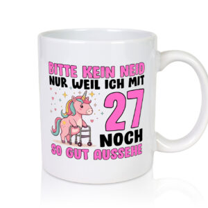 27. Geburtstag | 27 Jahre | Mit 27 noch so gut aussehen - Tasse Weiss - Kaffeetasse / Geschenk / Familie