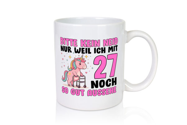 27. Geburtstag | 27 Jahre | Mit 27 noch so gut aussehen - Tasse Weiss - Kaffeetasse / Geschenk / Familie