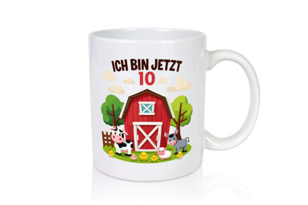 10. Geburtstag | 9 Jahre | Bauernhof und Tiere - Tasse Weiss - Kaffeetasse / Geschenk / Familie