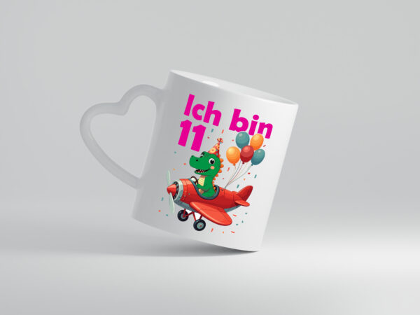 11. Geburtstag | 11 Jahre | Drache | Flugzeug - Herzhenkel Tasse - Kaffeetasse / Geschenk / Familie