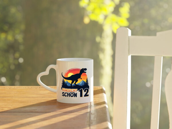 11. Geburtstag | 11 Jahre | Dinosaurier v2 - Herzhenkel Tasse - Kaffeetasse / Geschenk / Familie