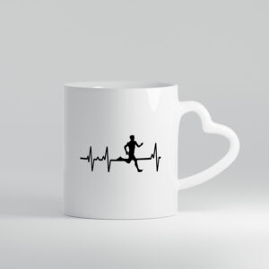 Jogger Herzschlag | Motiv Läufer | Marathon | Joggen - Herzhenkel Tasse - Kaffeetasse / Geschenk / Familie