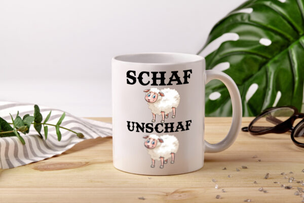Schaf Unschaf - Tasse Weiss - Kaffeetasse / Geschenk / Familie