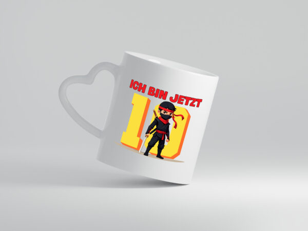 10. Geburtstag | 10 Jahre | Ninja | Kinder - Herzhenkel Tasse - Kaffeetasse / Geschenk / Familie