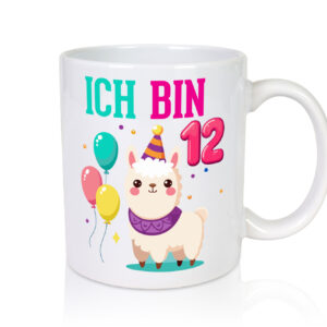 12. Geburtstag | 12 Jahre | Lama | Alpaka - Tasse Weiss - Kaffeetasse / Geschenk / Familie