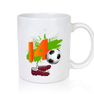 14. Geburtstag | Jungen Fußball | Fußballspieler - Tasse Weiss - Kaffeetasse / Geschenk / Familie