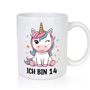 14. Geburtstag | 14 Jahre | Einhorn | Mädchen - Tasse Weiss - Kaffeetasse / Geschenk / Familie