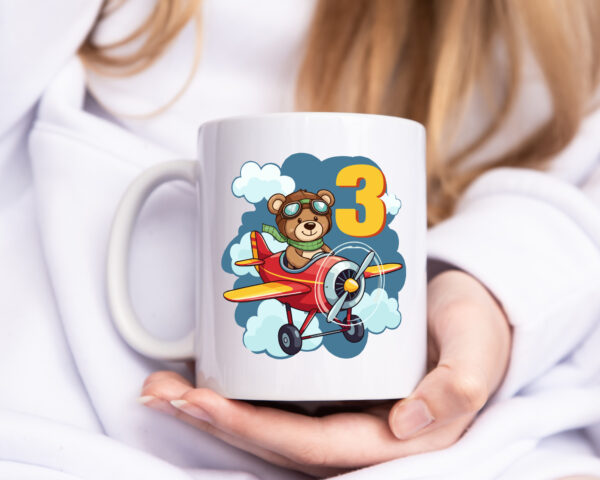 3. Geburtstag | 3 Jahre | Kinder Pilot | Flugzeug - Tasse Weiss - Kaffeetasse / Geschenk / Familie