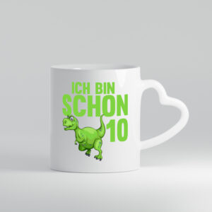 10. Geburtstag | 10 Jahre | Dino | Dinosaurier - Herzhenkel Tasse - Kaffeetasse / Geschenk / Familie