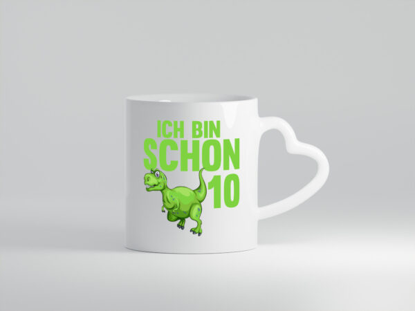 10. Geburtstag | 10 Jahre | Dino | Dinosaurier - Herzhenkel Tasse - Kaffeetasse / Geschenk / Familie