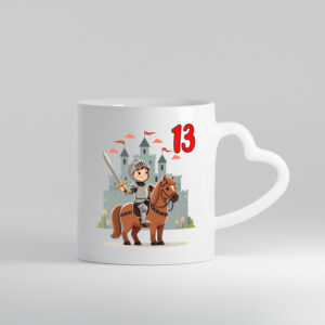 13. Geburtstag | 13 Jahre | Ritter | Junge | Schloss - Herzhenkel Tasse - Kaffeetasse / Geschenk / Familie