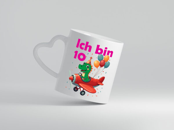 10. Geburtstag | 10 Jahre | Drache | Flugzeug - Herzhenkel Tasse - Kaffeetasse / Geschenk / Familie