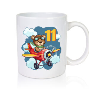 11. Geburtstag | 11 Jahre | Kinder Pilot | Flugzeug - Tasse Weiss - Kaffeetasse / Geschenk / Familie