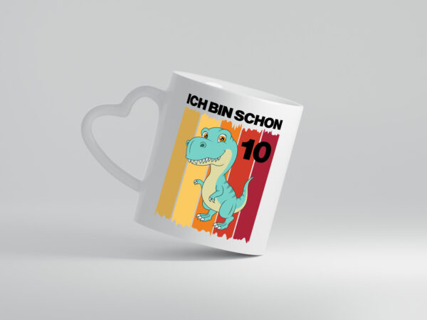 10. Geburtstag | 10 Jahre | Dinosaurier - Herzhenkel Tasse - Kaffeetasse / Geschenk / Familie