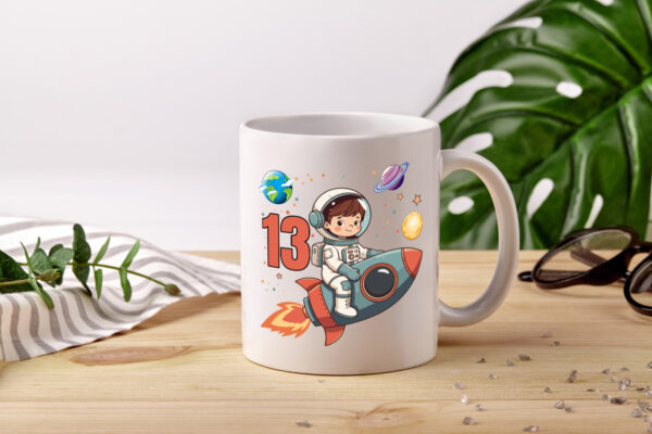 13. Geburtstag | 13 Jahre | Astronaut | Weltraum - Tasse Weiss - Kaffeetasse / Geschenk / Familie