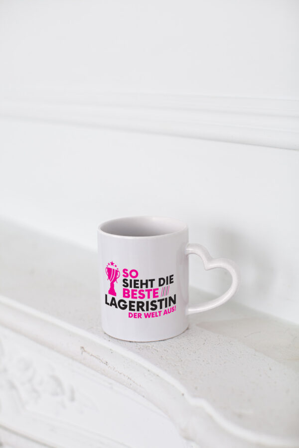 Die Weltbeste Lageristin | Beruf | Lager Arbeiterin - Herzhenkel Tasse - Kaffeetasse / Geschenk / Familie