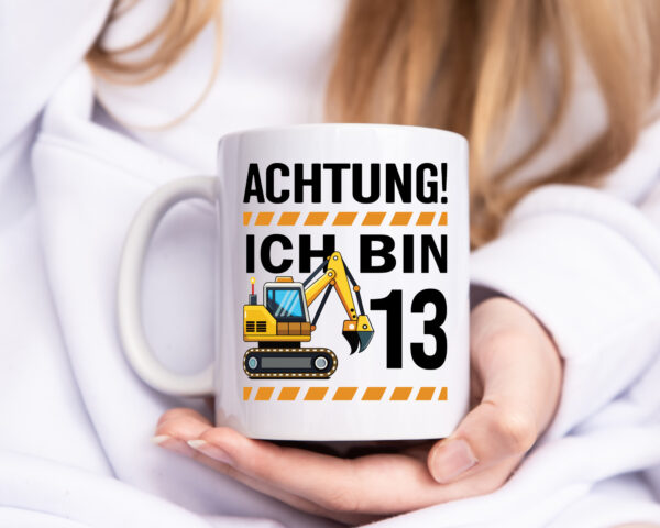 13 Geburtstag Ich bin 13 | Bagger | Bagger Junge - Tasse Weiss - Kaffeetasse / Geschenk / Familie