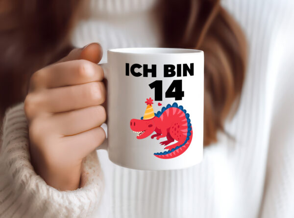 14. Geburtstag | Dino | Dinosaurier | 14 Jahre - Tasse Weiss - Kaffeetasse / Geschenk / Familie