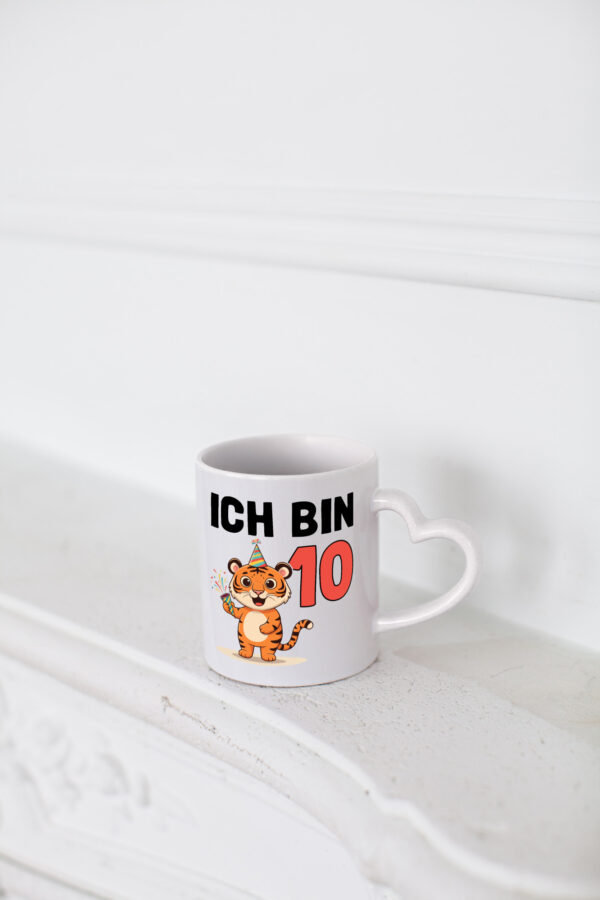 10. Geburtstag | 10 Jahre | Tiger | Geburtstag - Herzhenkel Tasse - Kaffeetasse / Geschenk / Familie