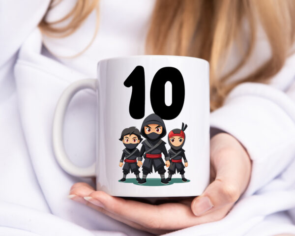 10. Geburtstag | 10 Jahre | Ninja - Tasse Weiss - Kaffeetasse / Geschenk / Familie