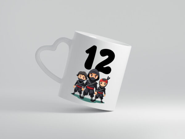 12. Geburtstag | 12 Jahre | Ninja - Herzhenkel Tasse - Kaffeetasse / Geschenk / Familie