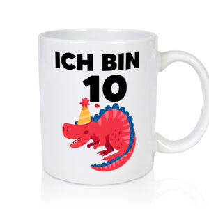 10. Geburtstag | Dino | Dinosaurier | 10 Jahre - Tasse Weiss - Kaffeetasse / Geschenk / Familie