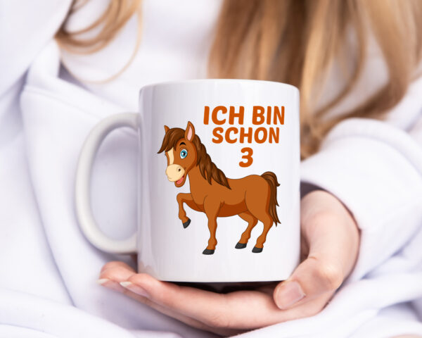 3. Geburtstag | Ich bin schon 3 | Pferde | Pony - Tasse Weiss - Kaffeetasse / Geschenk / Familie