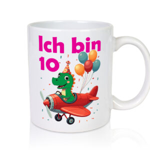 10. Geburtstag | 10 Jahre | Drache | Flugzeug - Tasse Weiss - Kaffeetasse / Geschenk / Familie