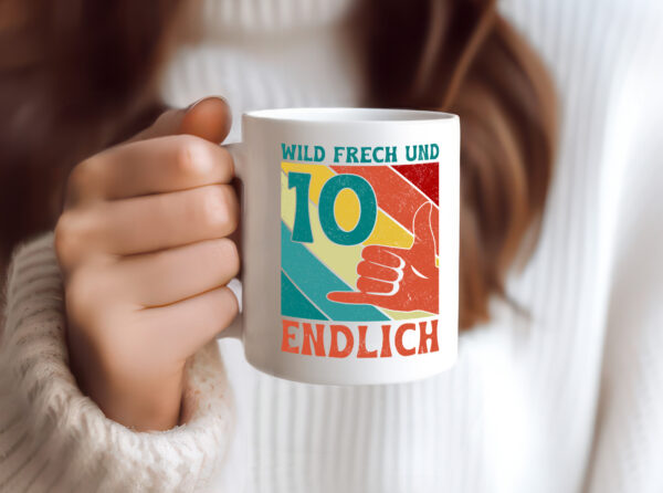 10. Geburtstag | 10 Jahre | Wild und Frech - Tasse Weiss - Kaffeetasse / Geschenk / Familie