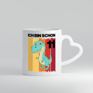 11. Geburtstag | 11 Jahre | Dinosaurier - Herzhenkel Tasse - Kaffeetasse / Geschenk / Familie