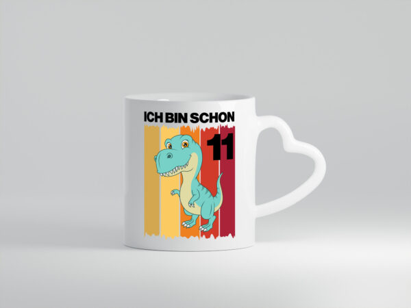 11. Geburtstag | 11 Jahre | Dinosaurier - Herzhenkel Tasse - Kaffeetasse / Geschenk / Familie